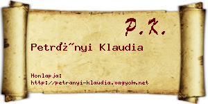 Petrányi Klaudia névjegykártya